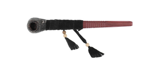 Indian peace pipe isolated on white background