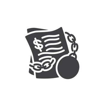 debt papers chained to a ball clip art preview