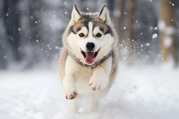 Fototapeta premium siberian husky in snow