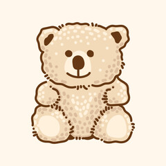 Teddy Bear hand drawing cartoon style, cute and funny vector image