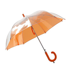 Orange Compact Umbrella Isolated on Transparent or White Background, PNG