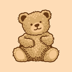 Teddy Bear hand drawing cartoon style, cute and funny vector image