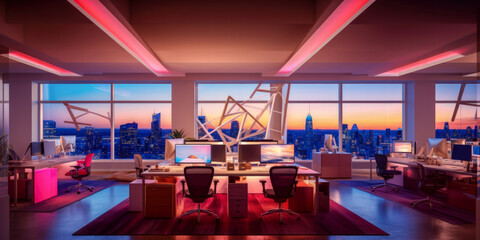 Futuristic modern office. Business corporation room