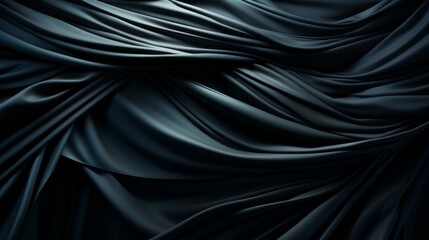 An ethereal contrast of darkness and purity, where fabric flows in a mesmerizing abstract dance upon a blank canvas