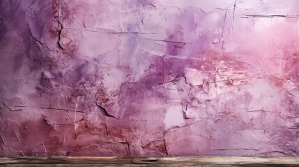 A vibrant, lilac painting bursting with emotion, as purple cracks cascade across a pink wall,...