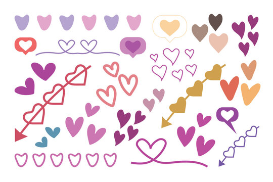 Hand-drawn of love or hart signs isolated heart drawing, love design, love shap