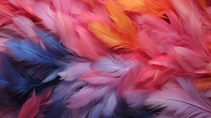 pink and orange colour feathers, generative AI