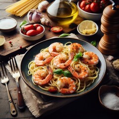 traditional italian shrimp scampi linguine