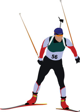 skier in action, red and black outfit clip art preview