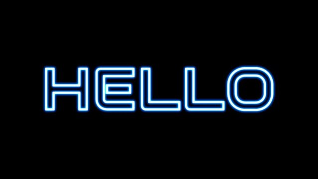 Animated hello with echo text effect in blue neon color and black background