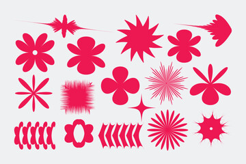 Flower icon. Black color flower shape icon collection, hand drawn wreaths, Flower silhouette.