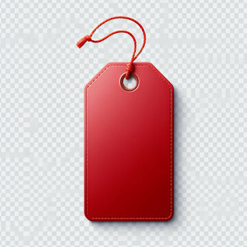 Blank Red Price Tag Isolated on Transparent Background - Sale, Retail, Merchandise Concept ai image 