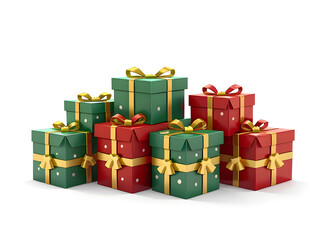 Captivating Christmas Collection: Gift Boxes & Trees on White Background - Festive Delights! - obrazy, fototapety, plakaty