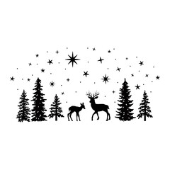 deer in the forest, Winter Scene, Deer, Snowy Woods, Snowy Christmas Scene, Pine Trees, Snow, Christmas Deer