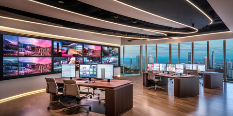 Futuristic modern office. Business corporation room