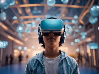 A boy with VR headset