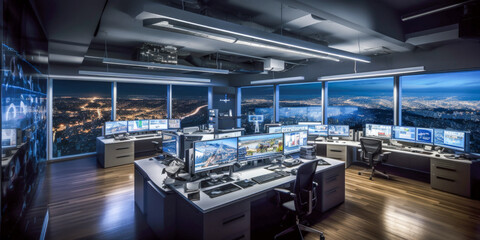 Futuristic modern office. Business corporation room