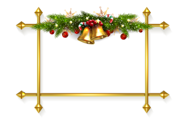 Christmas design element, Christmas tree garland isolated from golden frame.