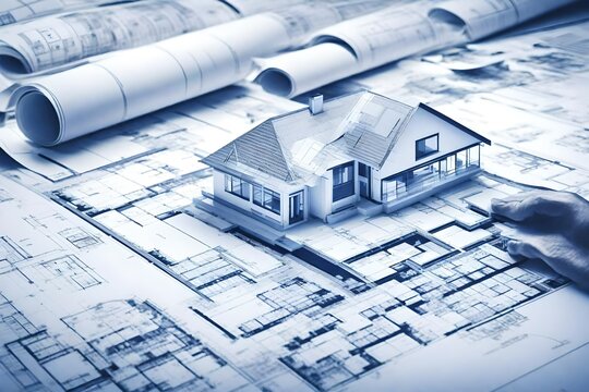house plan on blueprint