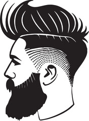 Black silhouette of Hipster hair and beards. Fashion concept. Black and white logo 