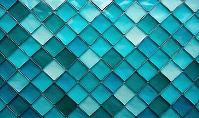Beautiful turquoise glass tile pattern, Generative AI