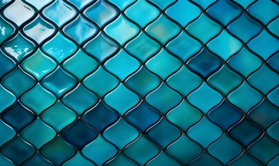 Fototapeta premium Beautiful turquoise glass tile pattern, Generative AI