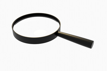 A magnifying glass lies on the table surface close-up.