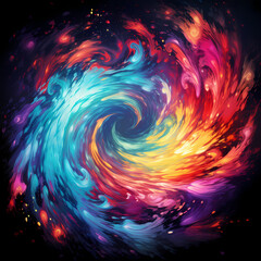 a pattern that mimics the vibrant colors and swirling movements of an aurora borealis forming a celestial whirlpool