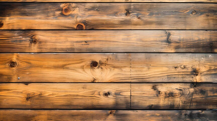 Dark stained wooden table background, rustic wood planks texture top view. Generative AI. - obrazy, fototapety, plakaty