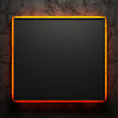 Fototapeta premium orange border frame on black background blank template mockup chalkboard blackboard