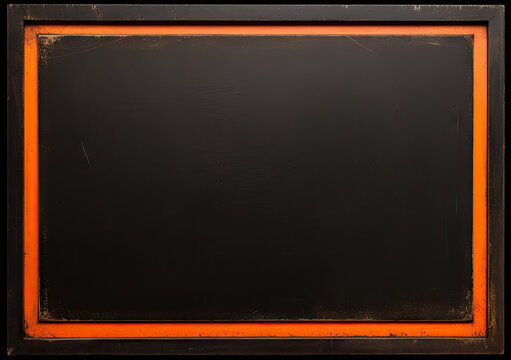 orange border frame on black background blank template mockup chalkboard blackboard