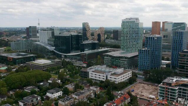 Aerial View Of South Business District (Zuidas) Of Amsterdam In The Netherlands.