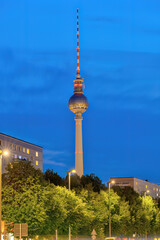 The famous Television Tower of Berlin at night