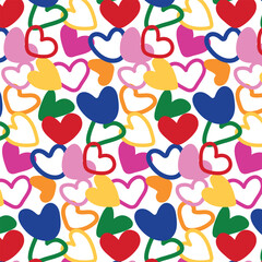 Seamless pattern for Valentine's Day, for wedding. Hearts are drawn by hand.