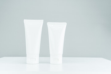 Cosmetic products on a white background