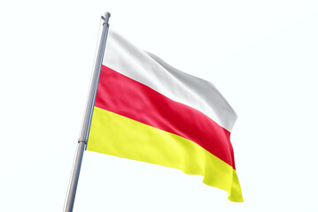 North Ossetia-Alania flag waving isolated on white background
