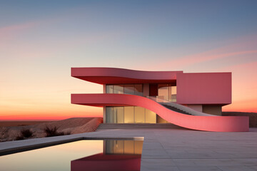 Beautiful modern pink house.