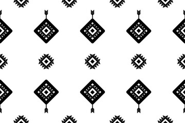 Ethnic abstract ikat art .Geometric ethnic seamless pattern  design for carpet,curtain,clothing,fabric,wrapping paper,tiles,textiles,batik,texture and wallpaper.Vector background.