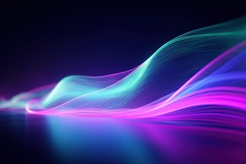 Naklejka premium illustration of abstract background of futuristic corridor with purple and blue neon lights wave speed light