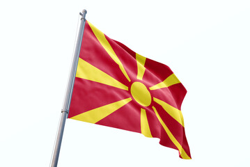 North Macedonia flag waving isolated on white background
