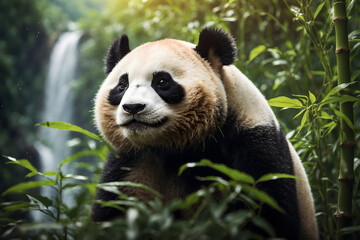 Obraz premium Smiling panda in the jungle