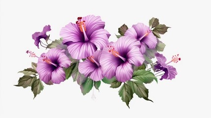 bouquet purple hibiscus flower realistic border Ai Generative