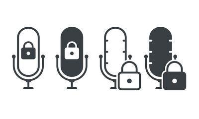Microphone locked icon. Illustration vector
