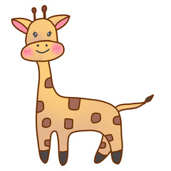Giraffe cartoon character hand drawn 