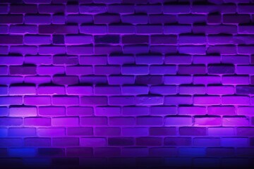 Neon light on brick walls. Lighting effect neon background