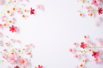 Obraz na płótnie Canvas Colorful Spring Flowers Greeting Card with Copy Space