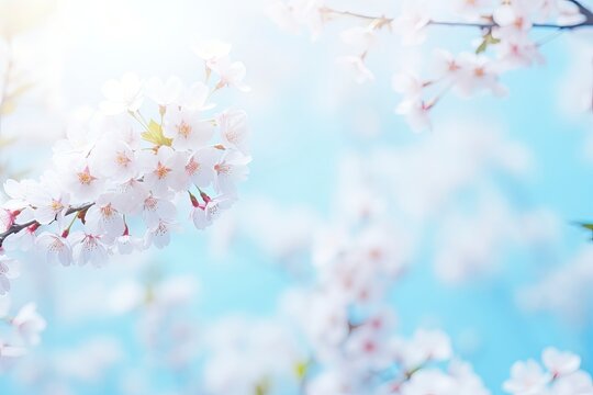 Fresh Flower Spring-Summer Background in Sky-Blue