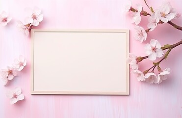 Wooden Frame with Cherry Blossoms