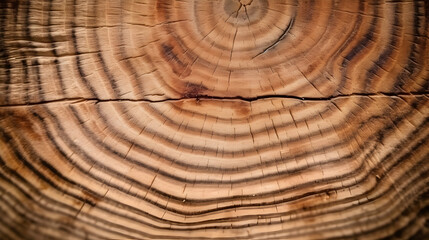 Naklejka premium Macro photo of wood cross section Wood grain texture background. Generative AI.