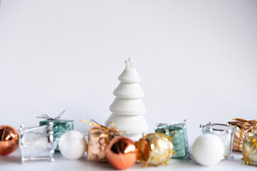 A tree with presents, White Christmas and Holiday Theme